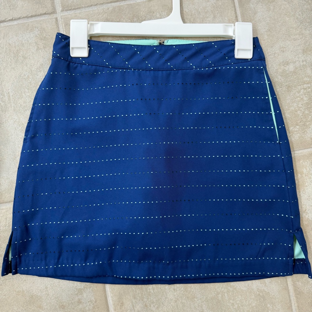 Lady Hagen Navy and Teal Blue Eyelet Golf Skort Size 0